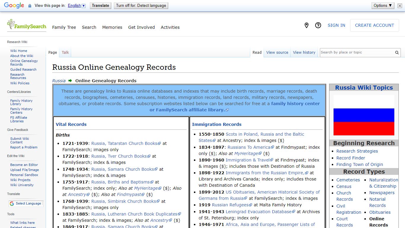 Russia Online Genealogy Records • FamilySearch